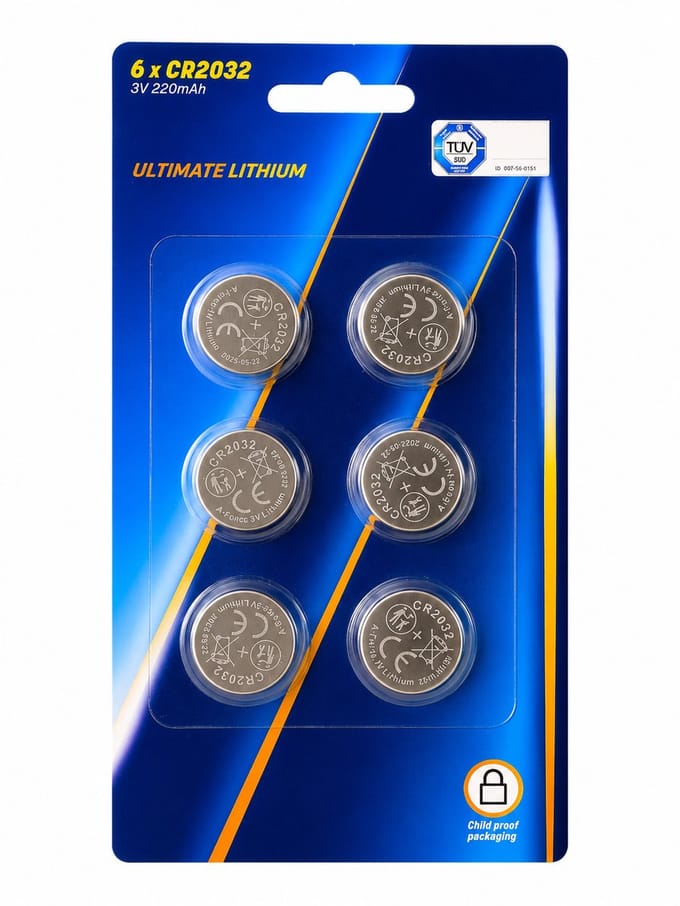 CR2032 Lithium Batterijen 6-Pack – 3V Knoopcel Batterij Set