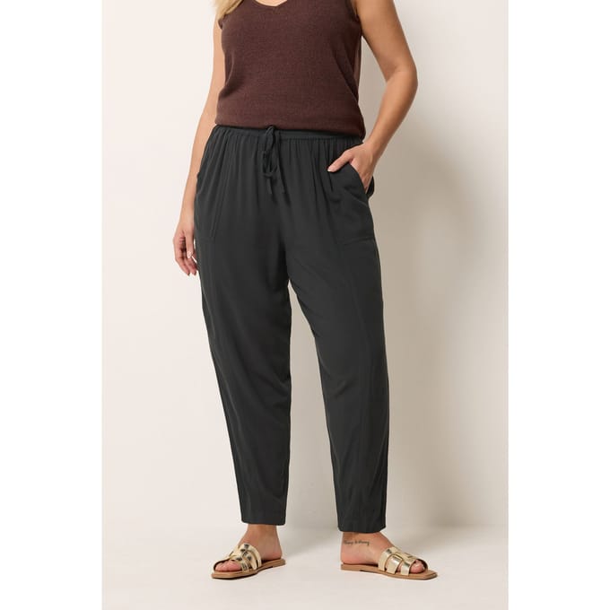 Yours Zwarte Chambray Barrel Broek Size 50-52
