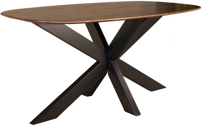 Eettafel deens ovaal mangohout 160cm Austin bruin ovale tafel duurzaam mango eetkamertafel