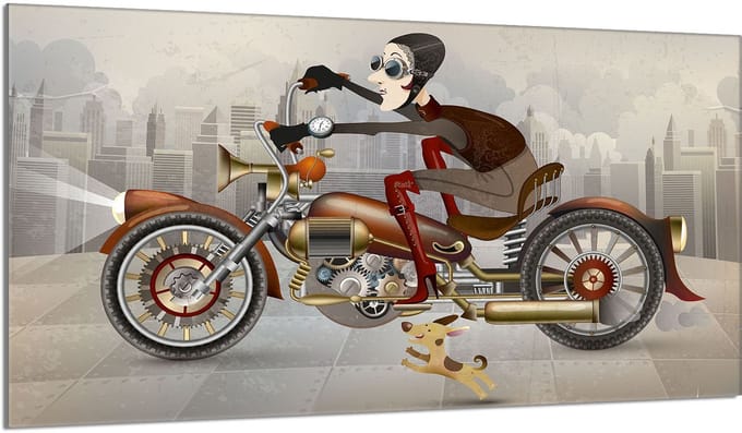 TMK ArtDeko - Snijplank - Glas - Motorontwerp - 90x52 cm