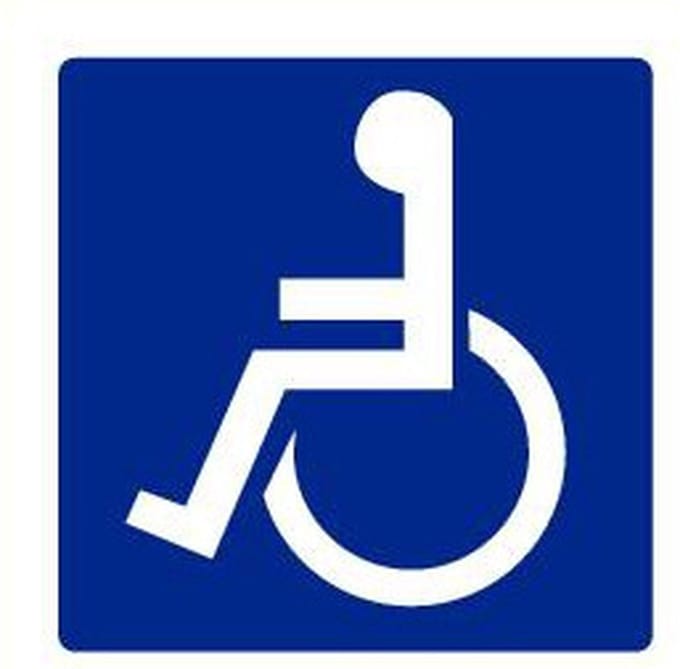 Rolstoel sticker, blauw 200 x 200 mm