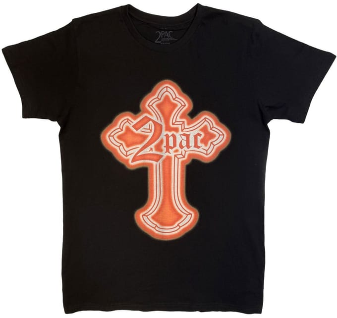 Tupac - Halloween Cross Heren Tshirt - S - Zwart