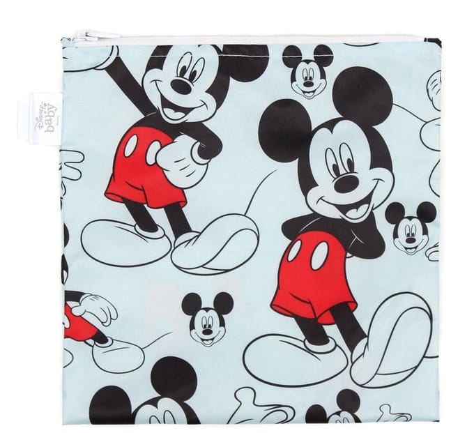 Bumkins Disney Mickey Mouse Snack Bag - Herbruikbaar Snackzakje met Rits - Large - 18 x 18 cm - Waterdicht Boterhamzakje en Lunchzakje - Vaatwasser- en Machinewasbaar - BPA- en PVC-vrij - Blue Lichtblauw