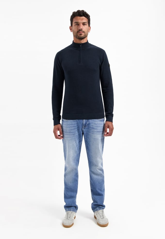 No Excess Pullover Half Zip Plated Structure Knit Night Maat: XL | Sweaters Outlet | Heren | Blauw