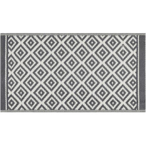 Livarno home Buitenkleed - Grijs geometrie - 80 x 150 cm - Weerbestendig