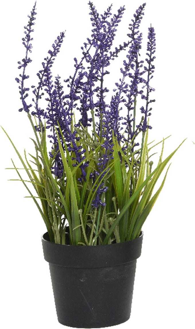Everlands Lavendel - kunstplant in pot - violet paars - D15 x H30 cm