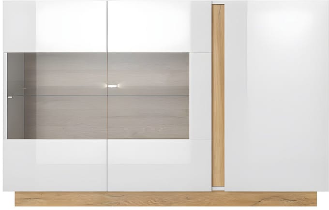 Vente-unique Buffetkast MURARI - 3 deuren - met ledverlichting - Hoogglans wit en eiken
