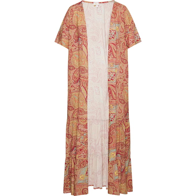 usha Kimono Dames Bordeaux veelkleurig
