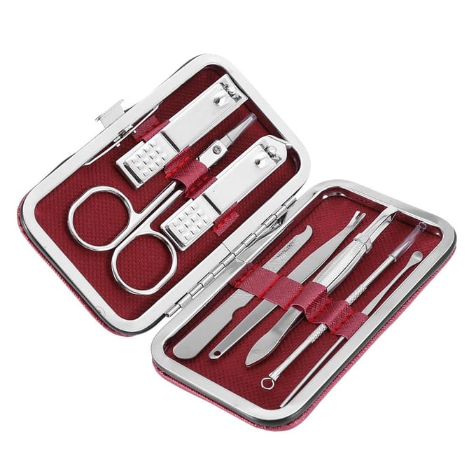 8 Stuks Roestvrij Staal Nagelschaar Knipper Set Vingernagel Teennagel (Rood)