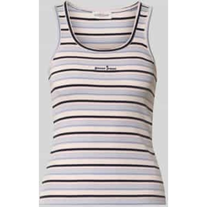 Slim fit top van katoenmix met gestikt logo