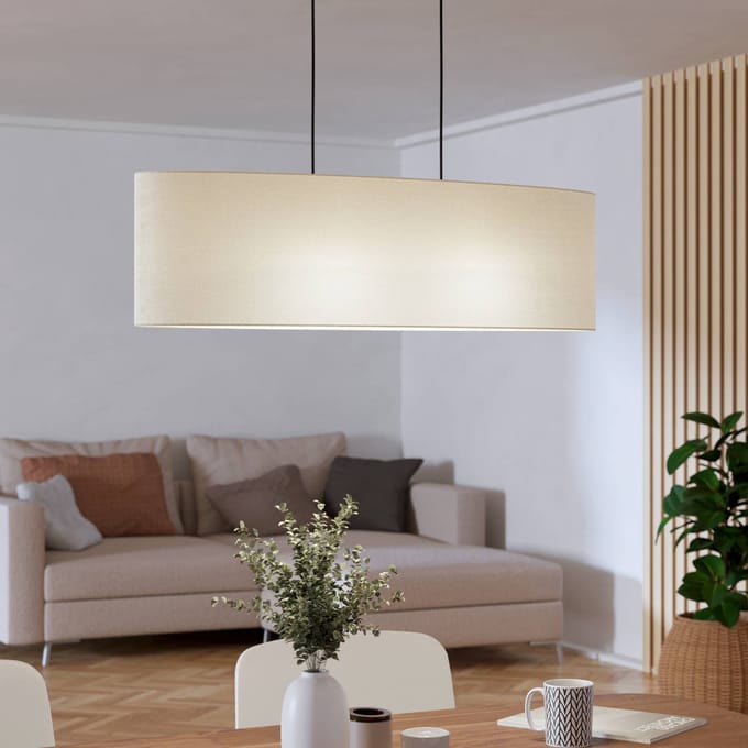 EGLO Febres Hanglamp - E27 - 78 cm - Zwart/Wit - Teddy stof