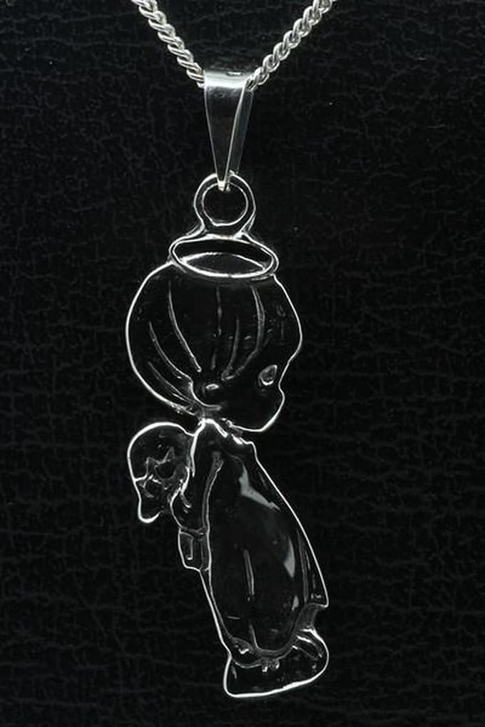 Zilveren Baby als engel ketting hanger
