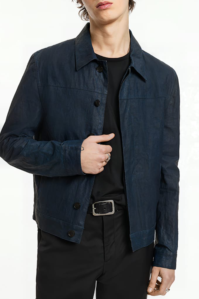 John Varvatos Hidden Placket Jean Jacket Capri Blue Maat: 46 | Lichte Jassen Outlet | Heren | Blauw
