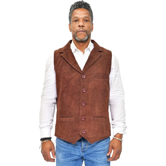 Heren klassiek glad geit suède leren vest-Exeter