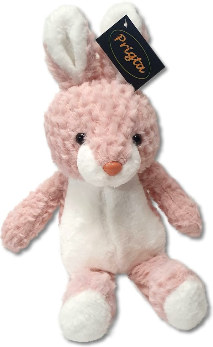 Prigta - Knuffeldier - Knuffel konijn - roze - 25 cm - Pluche / baby cadeau