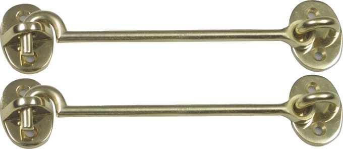 AMIG windhaak / windhaken - 2x - messing - goudkleur - L12.5 cm - D5 mm - met schroefoog