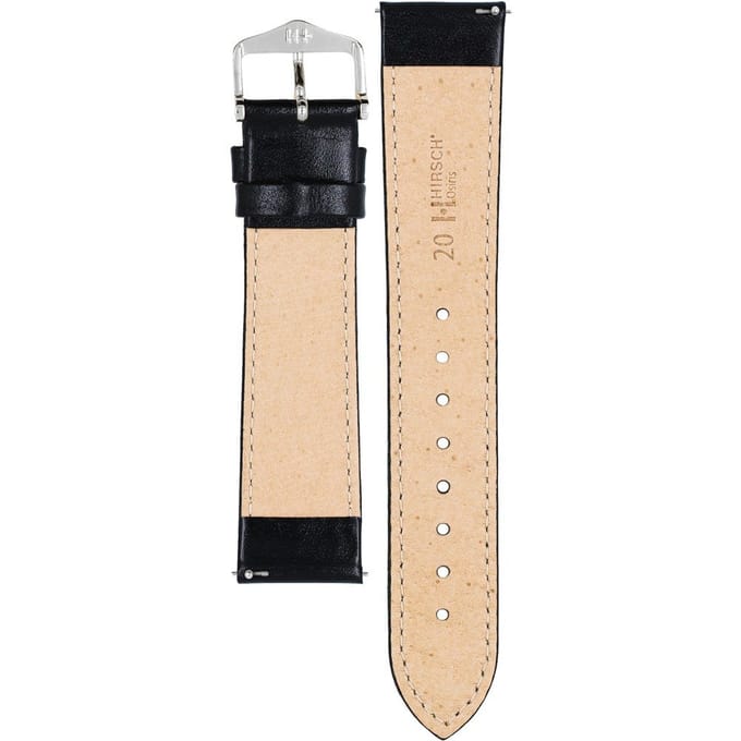 HIRSCH OSIRIS M BLACK SHINY CALF 20/18MM 03475150-2-20