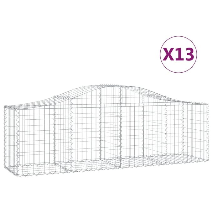 vidaXL - Schanskorven - 13 - st - gewelfd - 200x50x60/80 - cm - gegalvaniseerd - ijzer
