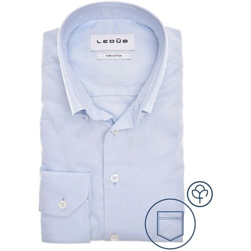 Ledûb Overhemd Dynamic Plain Oxoford Licht Blauw / male