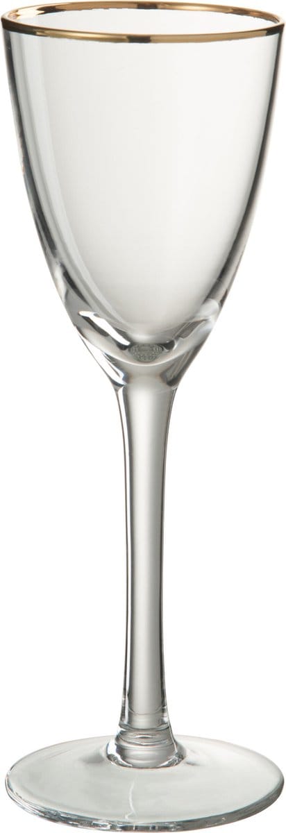 J-Line glas witte wijn Gouden Rand - glas - transparant/goud - 4 stuks