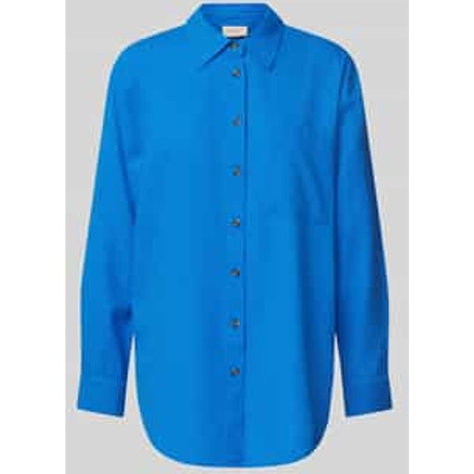 Relaxed fit linnen blouse met borstzak, model 'Lava'