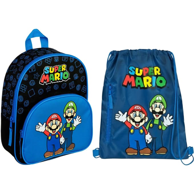 Super Mario tassenset; rugzak en gymtas