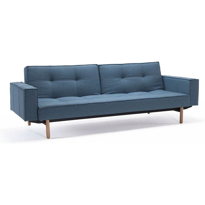 Innovation Living - Splitback slaapbank met armleuningen - blauw-grijs - Mixed Dance - chroom