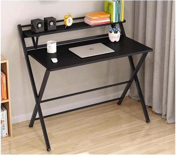 Opklapbaar bureau - Studiebureau - Thuiswerken - Met 2-laags plank - 10 x 10 x 10 mm - Modern