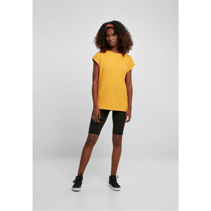 Urban Classics - Extended Shoulder Dames Tshirt - XS - Geel