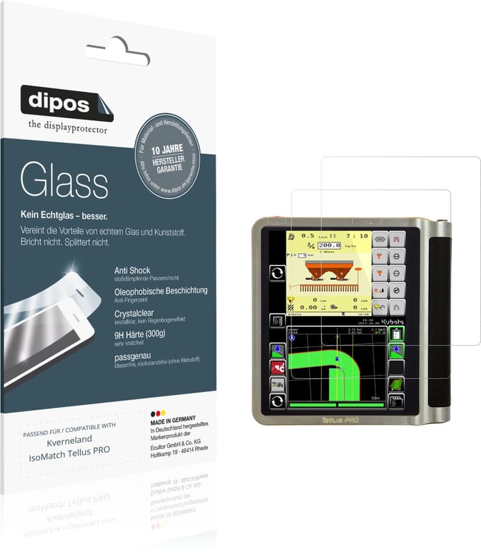dipos – 2x Pantserfolie geschikt voor Kverneland IsoMatch Tellus PRO | 9H Screenprotector