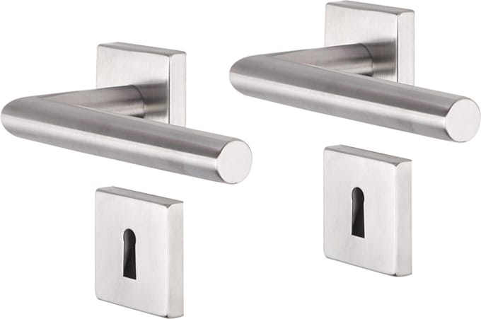 Deurkruk - Impresso Harrow - Voor binnen - Vierkant met vierkant sleutelrozet - RVS - 2 stuks