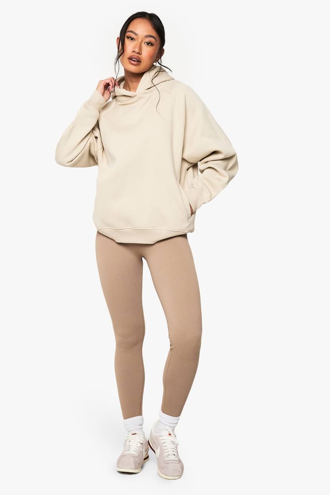 boohoo Dames Raglan Naad Oversized Hoodie | Steen | Maat: XL