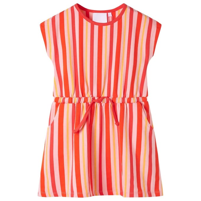 vidaXL - Kinderjurk - met - trekkoord - 128 - roze - en - rood