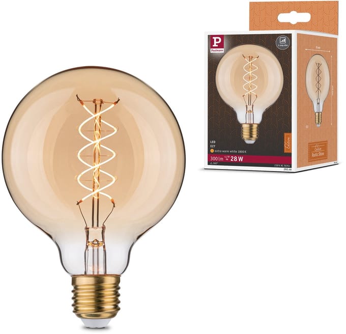 Rustic Shine Standaard 230 V LED Globe Draad in S-vorm 300lm 4,2W 1800K dimbaar Goud