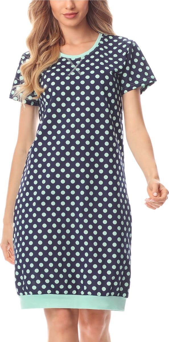 Merry Style Dames Pyjama - Korte mouwen – Katoen – Donkerblauw/stippen – S - MS-MS10-184-ND