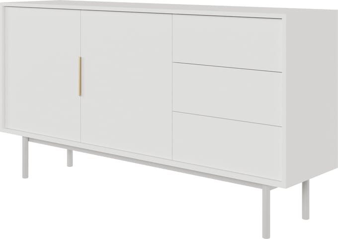 Selsey Komoda Viviaro - 154 cm Wit - tweedeurs met drie lades