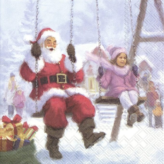IHR - Lunch servetten - Santa on the swing