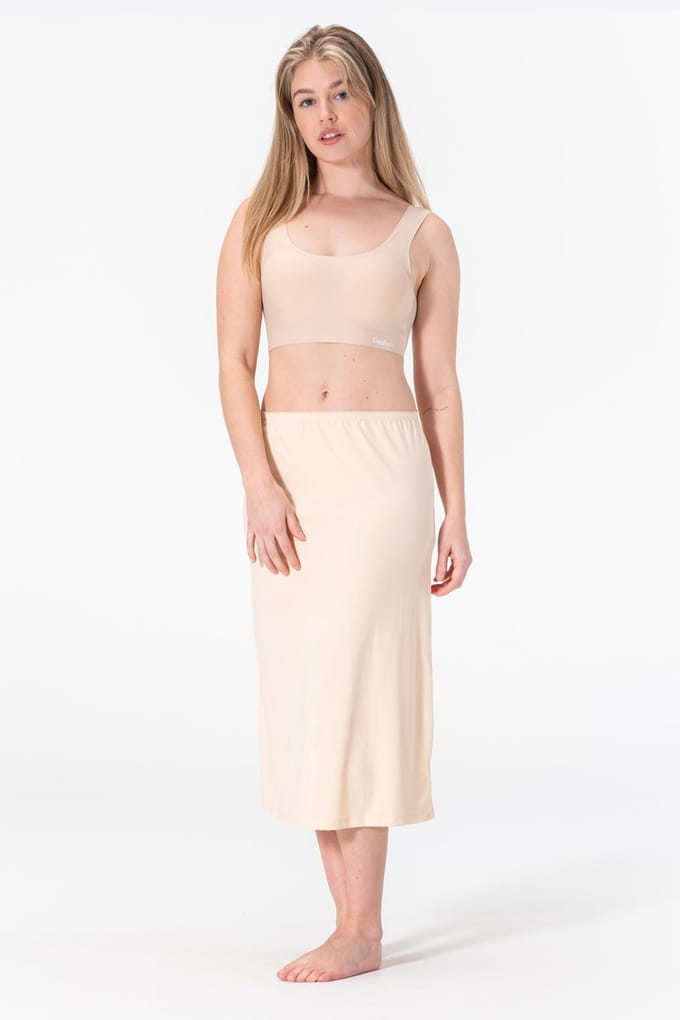 Dames Onderrok Lang - Jupon - Microfiber - Anti-Schuren - Beige - 70CM - Maat S/M