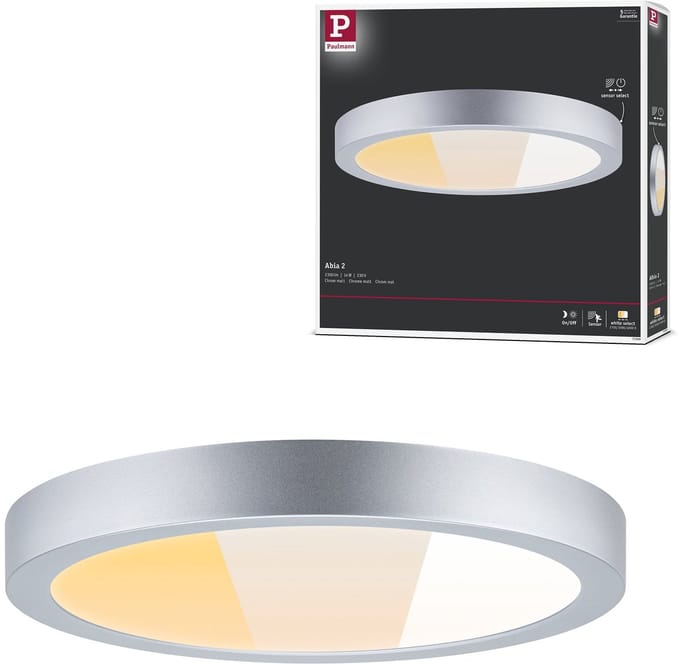 LED-paneel Abia 2 White Select Schemergestuurde bewegingsmelder (HF) rond 300 mm 14W 1000lm White Select Chroom mat