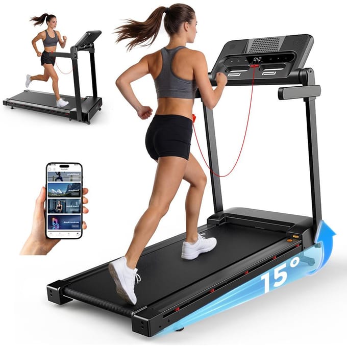 TAPIS DE COURSE ÉLECTRIQUE DOMESTIQUE PLIANT FT54 INCLINAISON RÉGLABLE 15% avec application jusqu'à 150KG