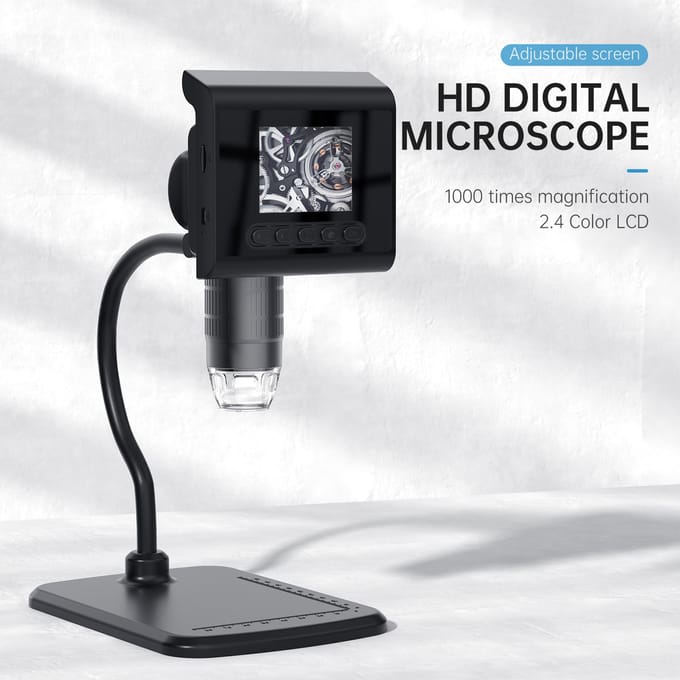 2.4'' LCD Digitale Microscoop, 1080P 1000X Vergroting Zoom Microscoop Camera, Draagbare Vergrootglas 0 zwart