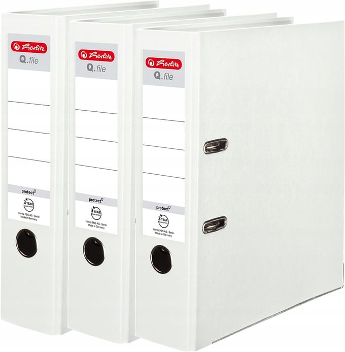 3x Herlitz Q.file Segregator A4 80mm Wit - Essentieel voor kantoor
