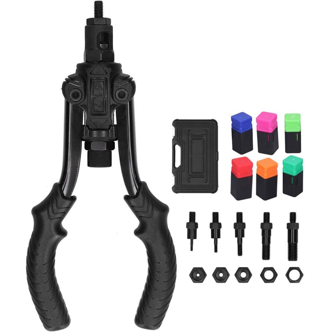 Pistolet à riveter manuel, ensemble d'outils de pose manuel, kit de rivetage avec mandrin M3 M4 M6 M8 M10 M12 black