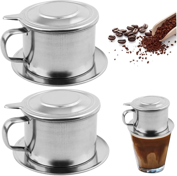 2Pcs Vietnamese Koffie Druppelaar Rvs Vietnamese Koffie Filter Professionele Wasbare Herbruikbare Cafe Accessoires.