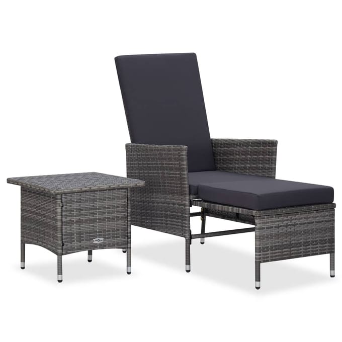 vidaXL - 2-delige - Loungeset - met - kussens - poly - rattan - grijs