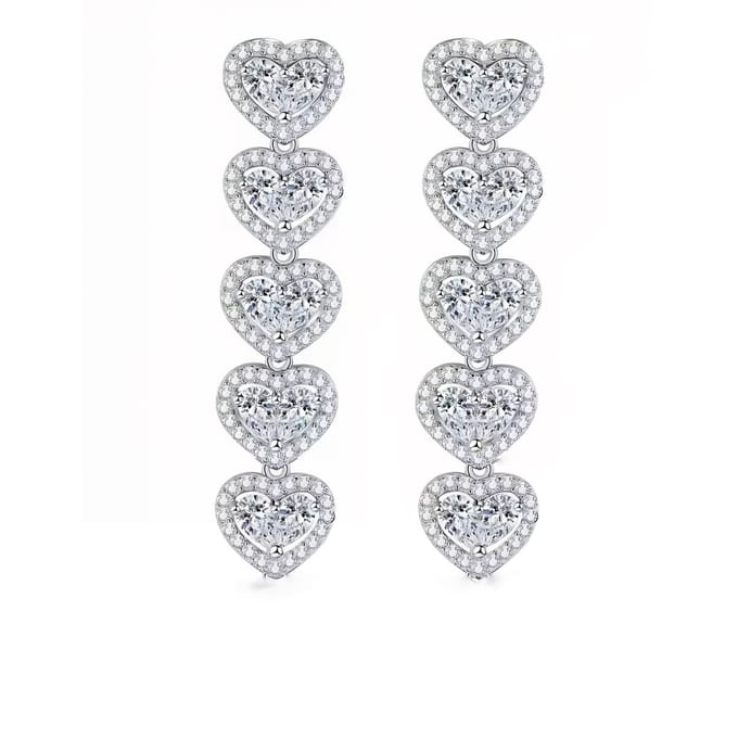 Five Little Hearts Earrings Silver