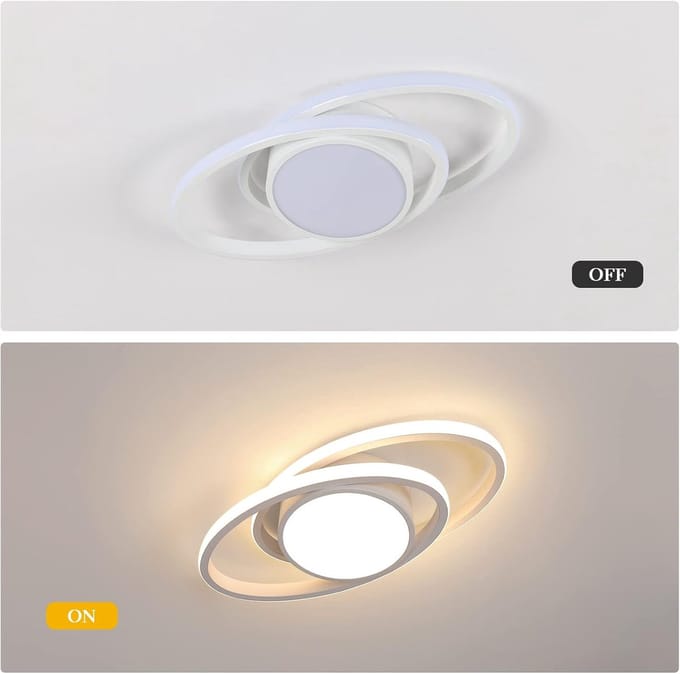 Dubbele ovale aluminium LED-plafondlamp - wit, 39W, warm licht 3000K