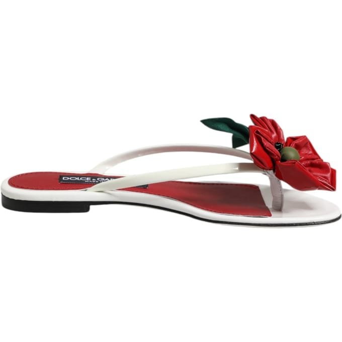 Dolce & Gabbana Rode Witte KEIRA Bloem Leer Sandalen Schoenen