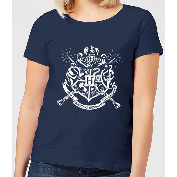 Harry Potter Hogwarts Dames T-shirt - Navy - S