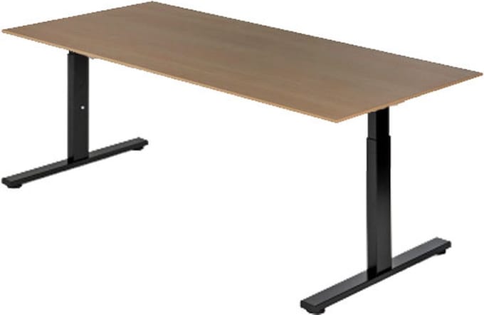 Presto R - Verstelbaar bureau - 140x80 - Noten - Zwart frame